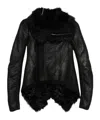 Rick Owens Fur-trimmed Leather Jacket In Black