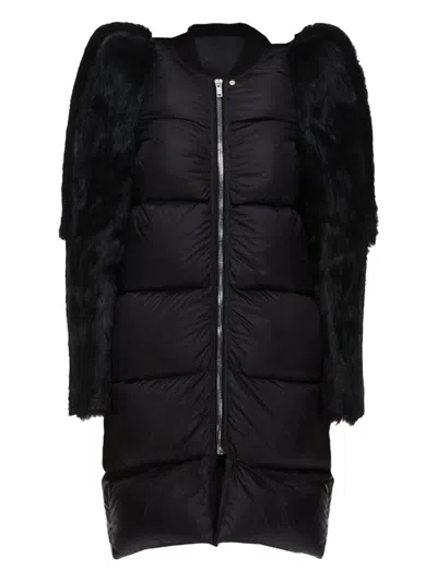 Rick Owens Fur-trimmed Quilted Coat In Black