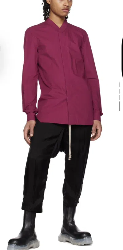Pre-owned Rick Owens Fuscia Edfu Snap Shirt Size 46 In Purple
