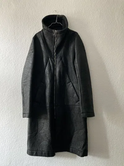 Pre-owned Rick Owens F/w 08 "stag" Blistered Neoprene Lamb Leather Geo Coat L In Black