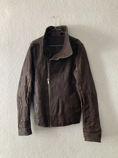 Pre-owned Rick Owens F/w 09 "crust" Hammered Lamb Bauhaus Leather Jacket M In Brown