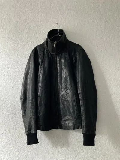 Pre-owned Rick Owens F/w 09 "crust" Hammered Lamb Leather Intarsia Jacket Xl In Black