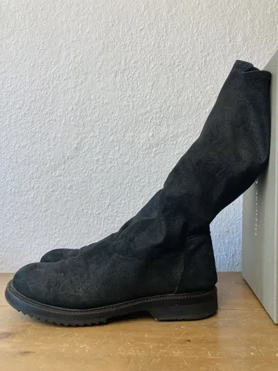 Pre-owned Rick Owens F/w 11 Limo Blistered Lamb Leather Sock Creeper Boots 45/12 In Black