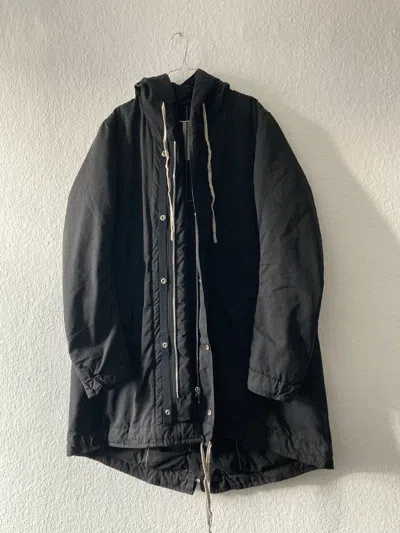 Pre-owned Rick Owens F/w 17 „glitter“ Padded Fishtail Parka  L In Black