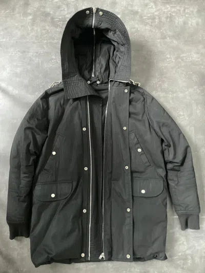 Pre-owned Rick Owens F/w 19 Exploder Goose Down Chain Detail Jacket L In Black
