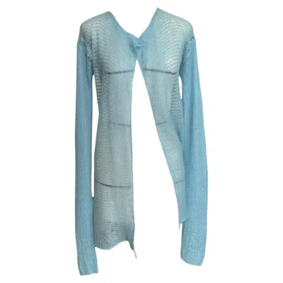 Pre-owned Rick Owens F/w 2004 Queens Blue Knit Cardigan