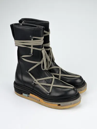 Pre-owned Rick Owens F/w 2017 Glitter Hexagram Creeper Boots Lego Sole In Black