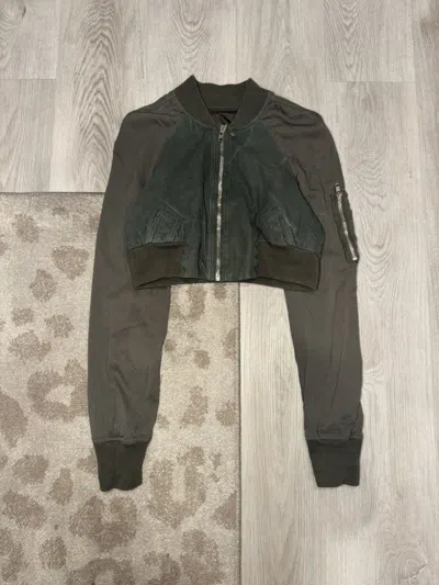 Pre-owned Rick Owens F/w 2018 Cropped Leather Bomber!! In Green