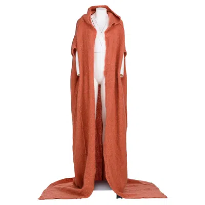 Pre-owned Rick Owens Fw 22 Extra Long Knitted Prototype Vest With Hood In Orange