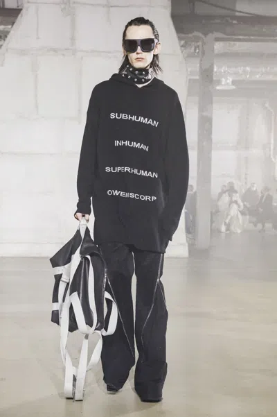 Pre-owned Rick Owens F/w 22 "strobe" Oversized Black Runway Cashmere Hoodie L