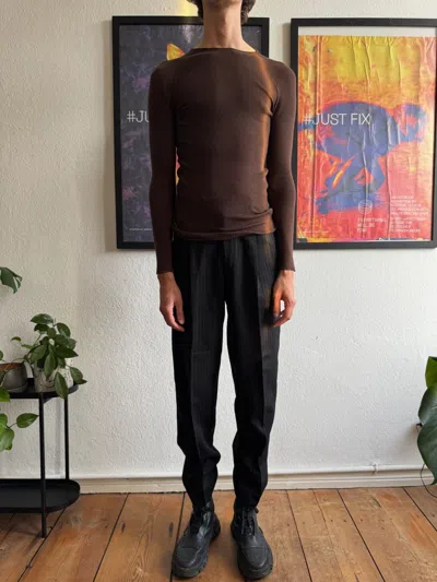Pre-owned Rick Owens F/w 23 "luxor" Ribbed Brown Wool Sweater  L