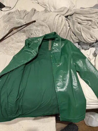 Pre-owned Rick Owens Fw Glitter Waxed Jacket In Green