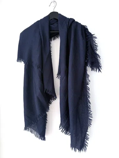 Pre-owned Rick Owens Fw Performa Alpaca Scarf Navy In Blue