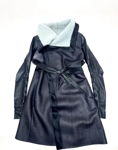 Pre-owned Rick Owens Fw07 Exploder Long Line Shearling Jacket In Black