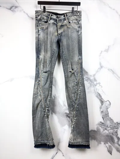 Pre-owned Rick Owens Fw08  Banana Cut Spiral Denim Jeans Dust Acid In Gray