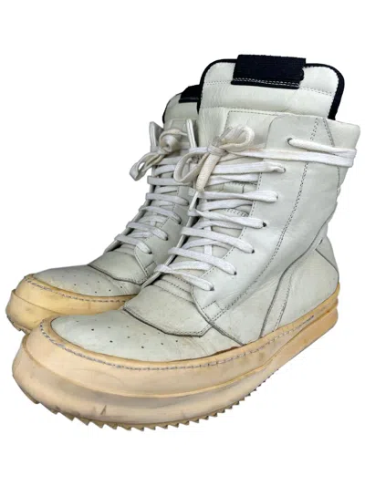 Pre-owned Rick Owens Fw10  Short Tongue Stapled Geobasket Sneakers In White