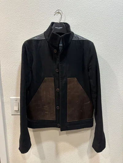 Pre-owned Rick Owens Fw12 Mountain Wool Leather Combo Jacket 50 In Black