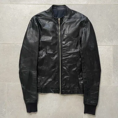 Pre-owned Rick Owens Fw12 Sternberg Calf Moto Leather Jacket In Black