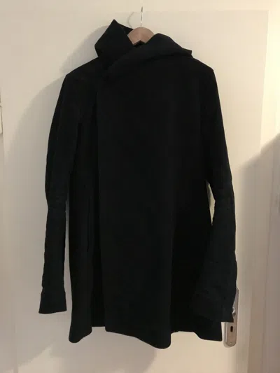 Pre-owned Rick Owens Fw13 Plinth Black Hooded Moleskine Samurai Coat