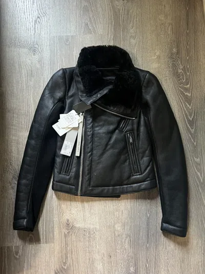 Pre-owned Rick Owens Fw13 Plinth Leather Shearling Jacket In Black