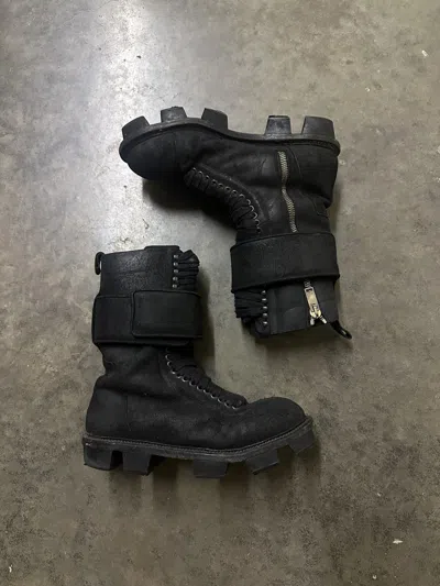 Pre-owned Rick Owens Fw13 Plinth Megatooth Hiker Boots In Black