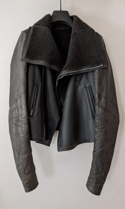 Pre-owned Rick Owens Fw13 Shearling Biker Jacket Dark Dust In Brown