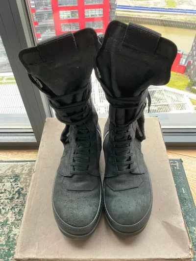 Pre-owned Rick Owens Fw15 Archived Cargo Basket Boots In Black