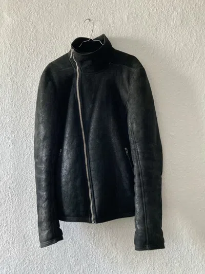Pre-owned Rick Owens F/w15 Sphinx Blistered Lamb Leather Shearling Bauhaus Jacket