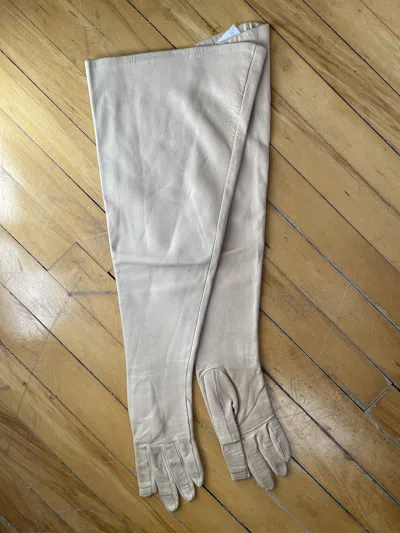 Pre-owned Rick Owens Fw16 Mastodon Runway Rosa Gauntlet Gloves In Pink