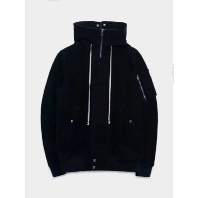 Pre-owned Rick Owens Fw17 ‘glitter' Moleskin Exploder Parka In Black