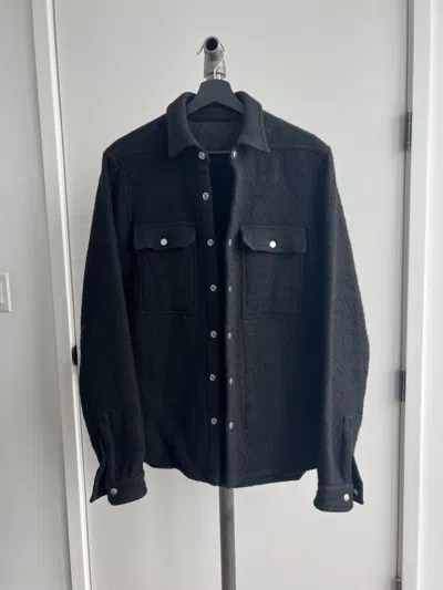 Pre-owned Rick Owens Fw18 Sisyphus Boiled Wool Overshirt In Black