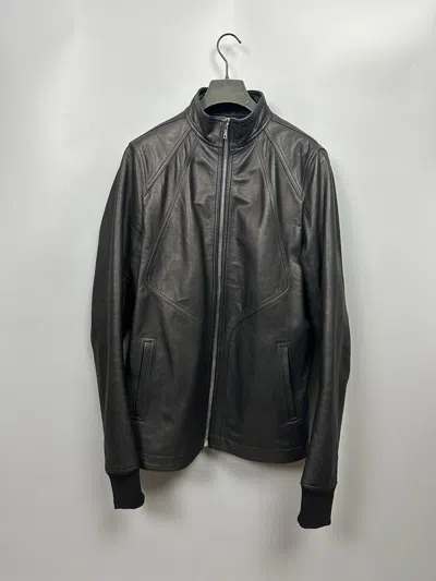 Pre-owned Rick Owens Fw18 ‘sisyphus' Lcw Intarsia Leather Jacket In Black