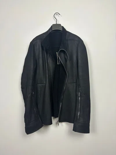 Pre-owned Rick Owens Fw18 ‘sisyphus' Shearling Bauhaus Jacket In Black