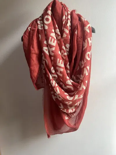 Pre-owned Rick Owens Fw19 Drkshdw Cardinal Red Wagner Scarf