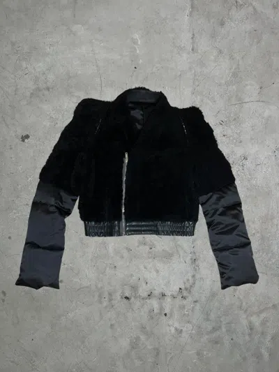 Pre-owned Rick Owens Fw/19  “larry" Runway Zionic Shearling Down Jacket In Black