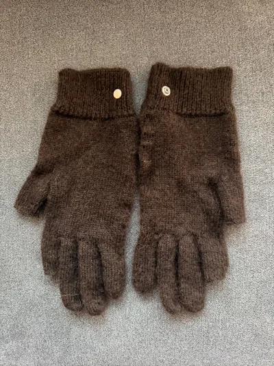 Pre-owned Rick Owens Fw20 Performa Superkid Texting Gloves In Brown