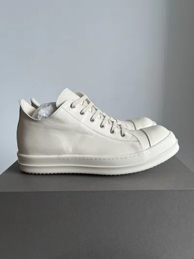 Pre-owned Rick Owens Fw21 Gethsemane Low-top Ramones In Milk Calf Leather Shoes In White