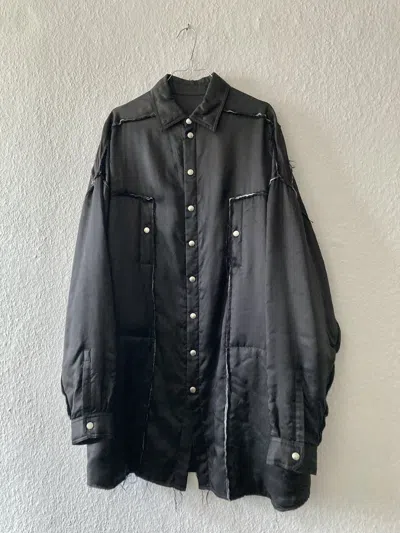 Pre-owned Rick Owens Fw21 Gethsemane Runway Raw Padded Tommy Overshirt  In Black