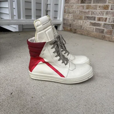 Pre-owned Rick Owens Fw21 Gethsemane White/red Geobaskets - 43.5 Shoes