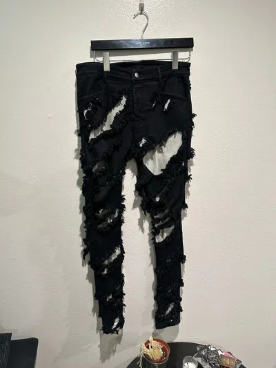 Pre-owned Rick Owens Fw21 Slashed Tyrone Denim Jeans In Black