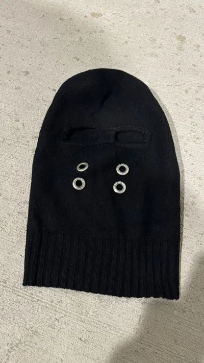 Pre-owned Rick Owens Fw22 Strobe Gimp Balaclava Beanie In Black