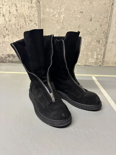 Pre-owned Rick Owens Fw22 Strobe Mohawk Limo Zip Boots Reissue In Black