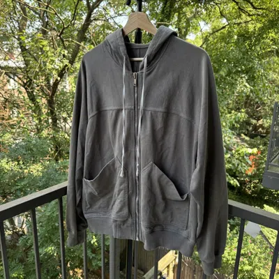 Pre-owned Rick Owens Fw22 Strobe Raglan Zip Up Hoodie Dust In Gray