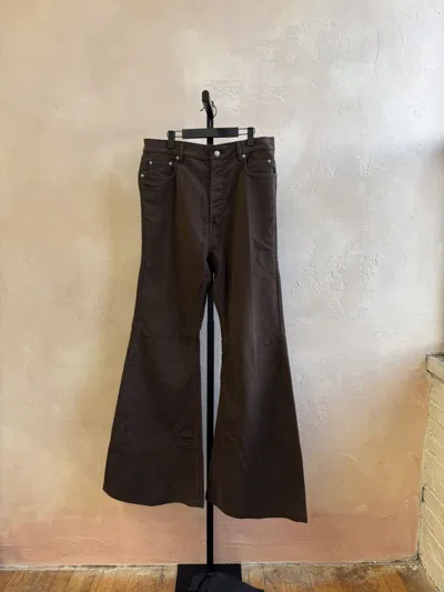 Pre-owned Rick Owens Fw23 $849 Bootcut Bolan Jeans Porterville Wide Leg Flared In Brown
