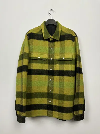 Pre-owned Rick Owens Fw23 ‘luxor' Acid Plaid Overshirt In Green