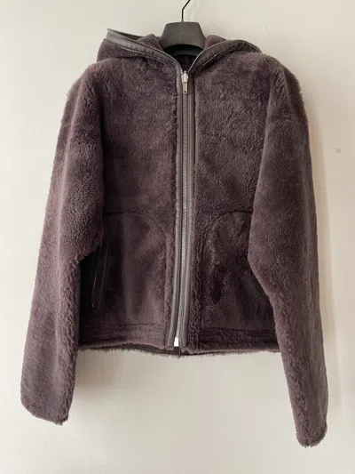 Pre-owned Rick Owens Fw23 Luxor Reversible Shearling Sealed Jacket Amethyst In Purple