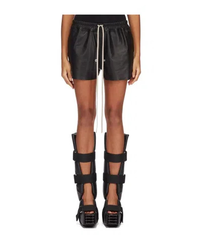 Rick Owens Gabe Leather Shorts In Black