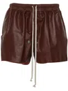 Rick Owens Gabe Leather Shorts In Bordeaux