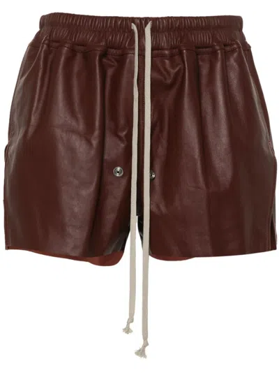 Rick Owens Gabe Leather Shorts In Bordeaux