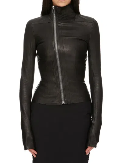 Rick Owens Gary Black Fitted Leather Jacket